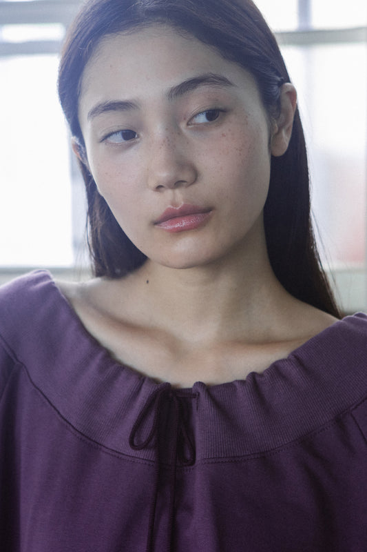 [9/18予約配送] STRING OFF SHOULDER SWEATSHIRT, PURPLE