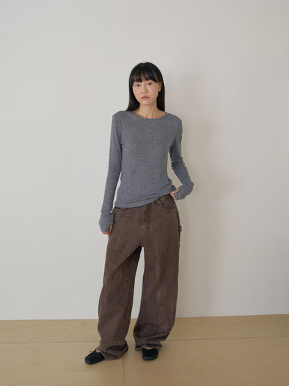 Brown Crack Work Pants - Brown 5
