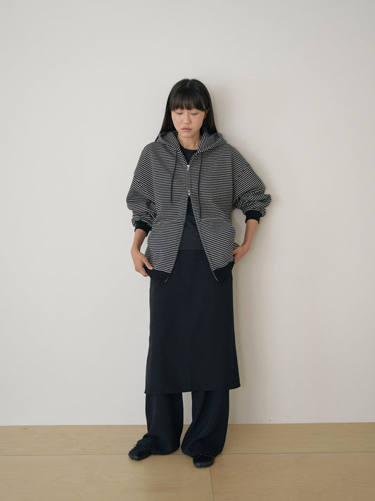 Stripe Hoodie Zip-up - Black 5