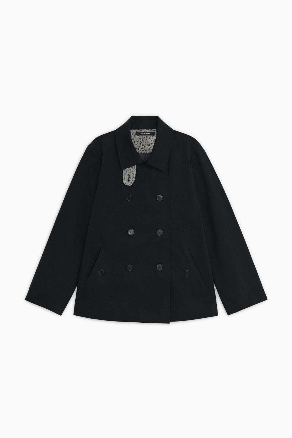 VINTAGE FLORAL HALF COAT, BLACK