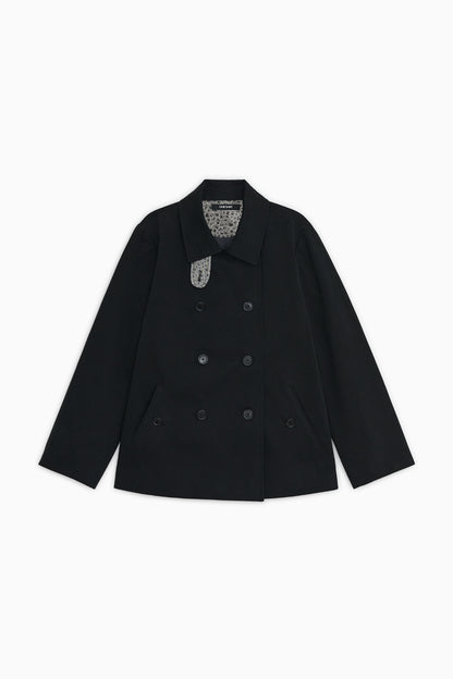 VINTAGE FLORAL HALF COAT, BLACK