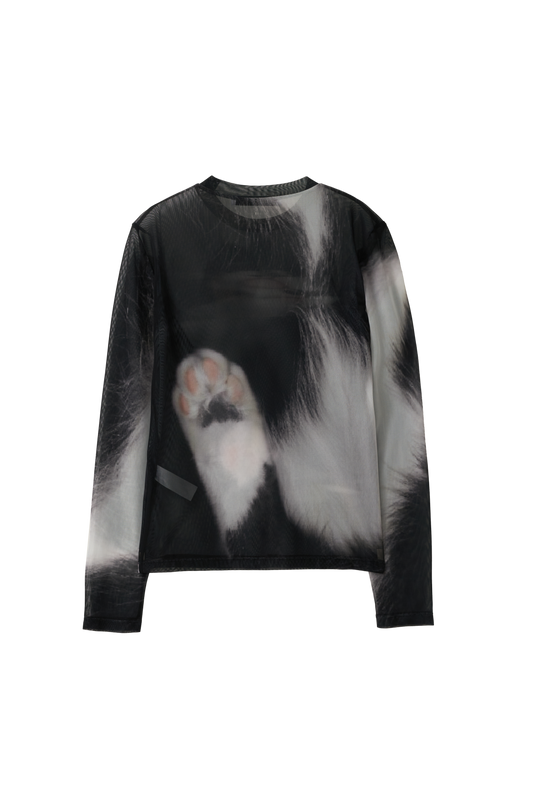 Feline Long Sleeve Mesh Top