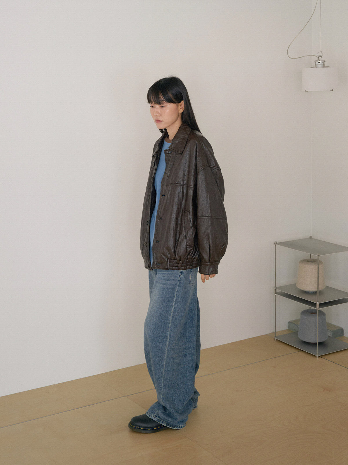 Soft Leather Blouson - Brown 9