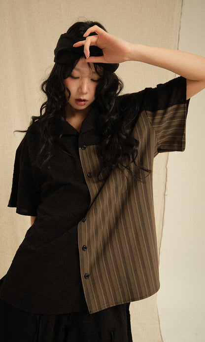 Ethnic Coloring Open Collar Shirts Black (26ss Ver.)