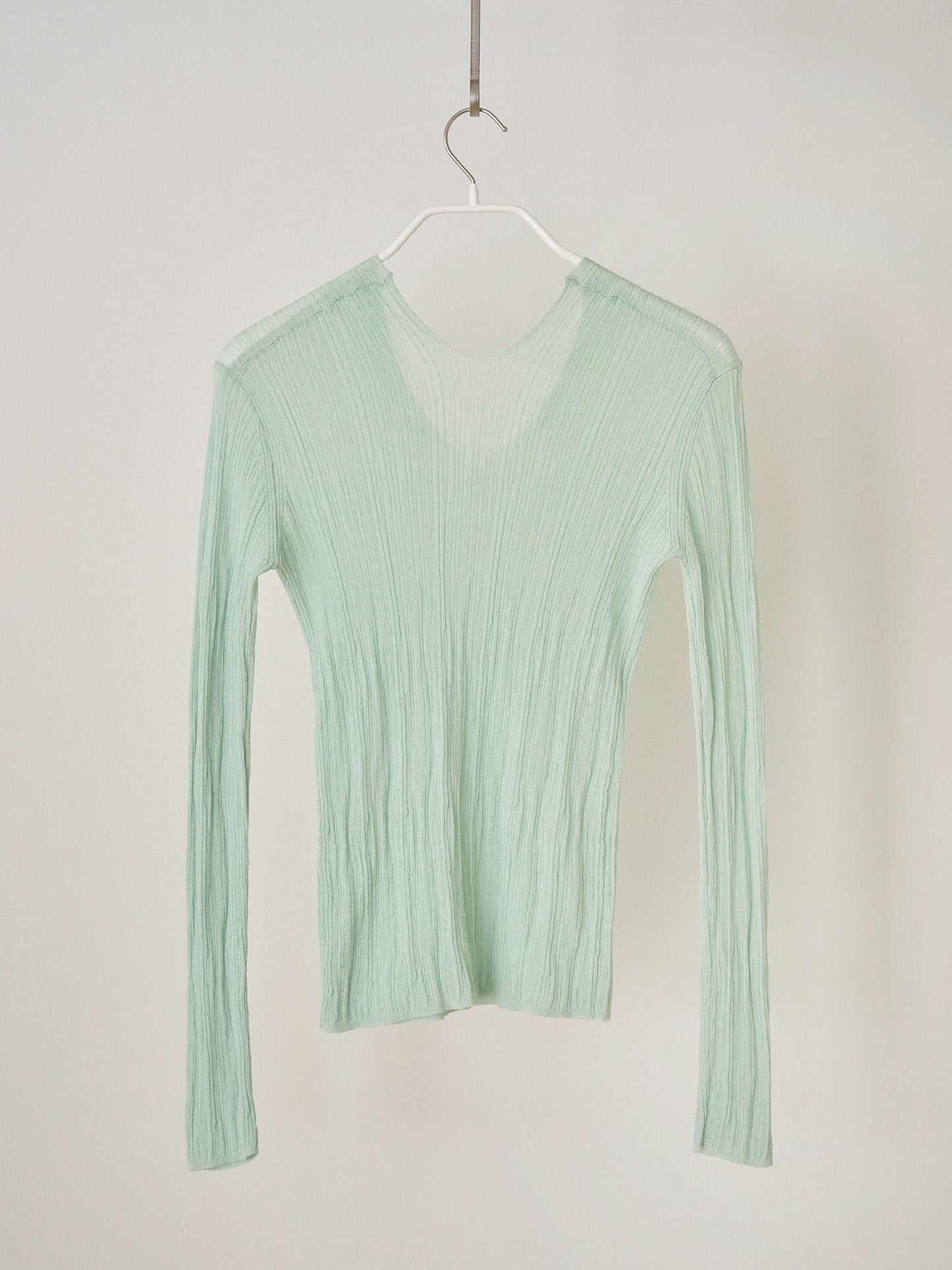 Multi Rib V-neck Pullover - Mint