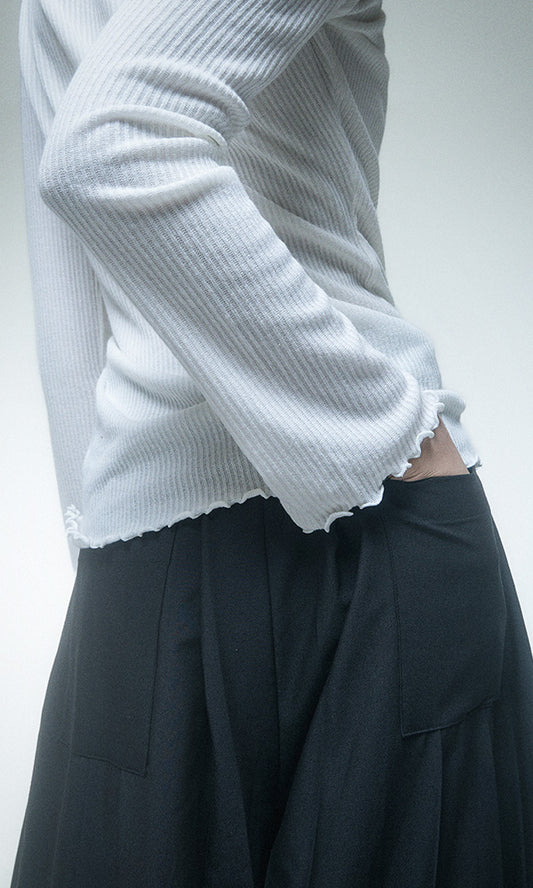【Reculer レキュリー】Cowl string coloration draped T-shirt Ivory