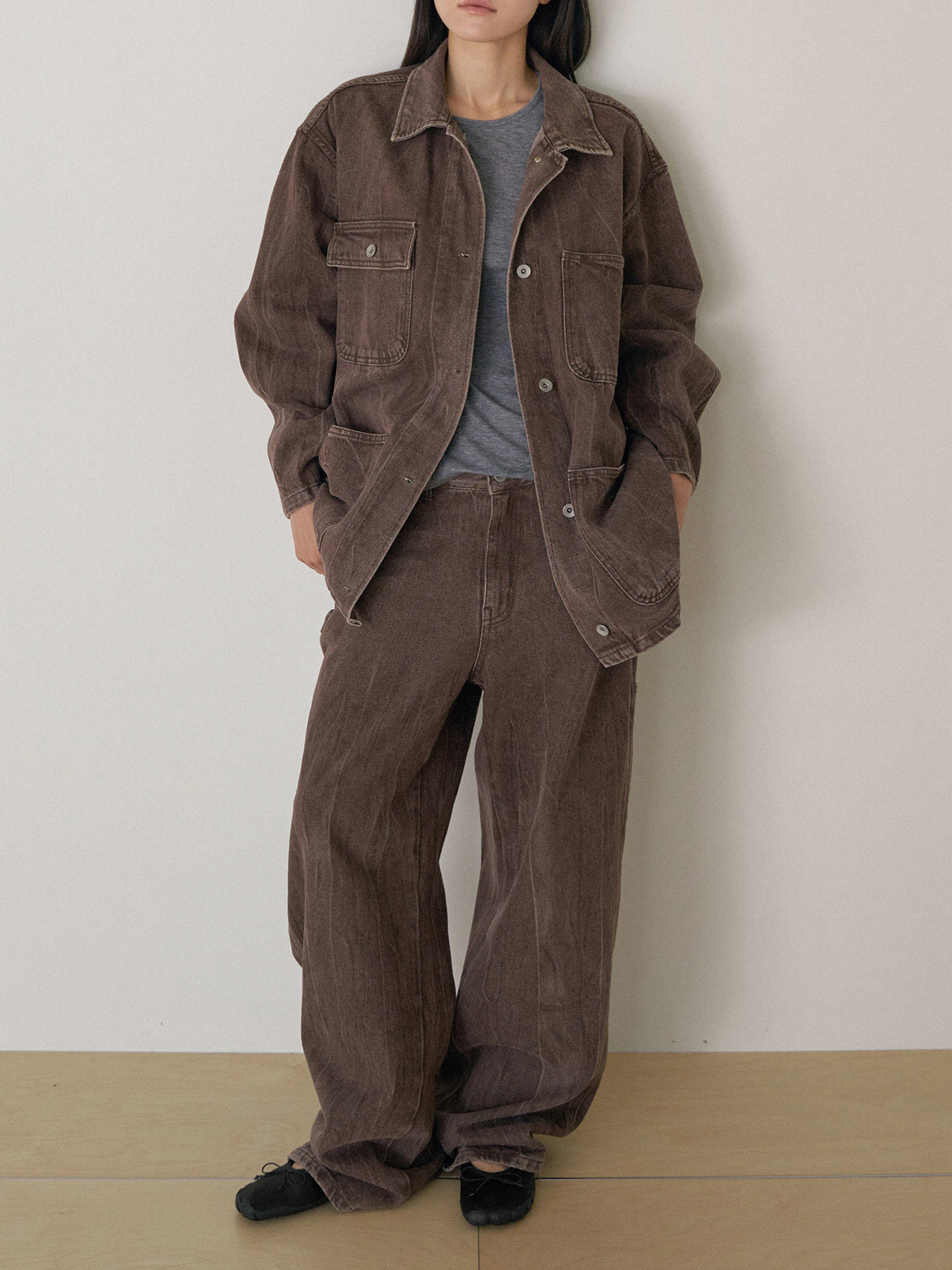 Brown Crack Coverall Jacket - Brown 8