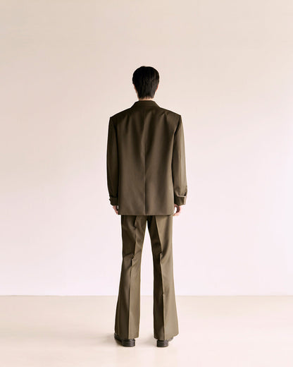 Choke Pocket Wool Flare Slacks_Khaki Brown