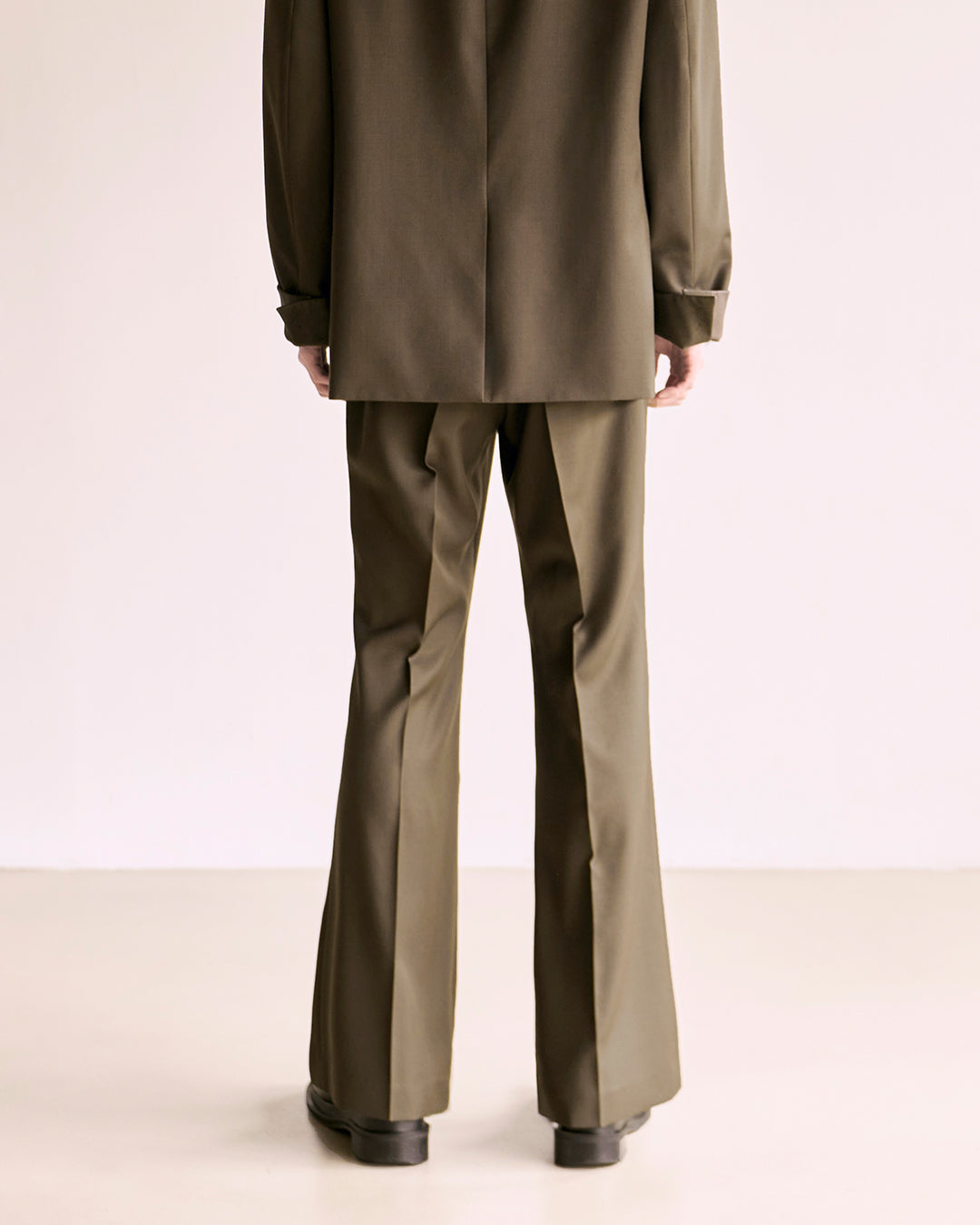 Choke Pocket Wool Flare Slacks_Khaki Brown