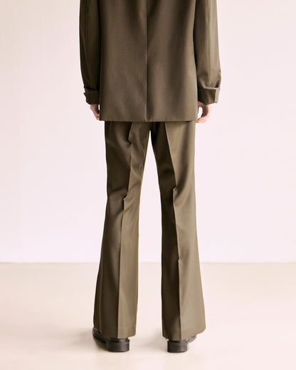 Choke Pocket Wool Flare Slacks_Khaki Brown