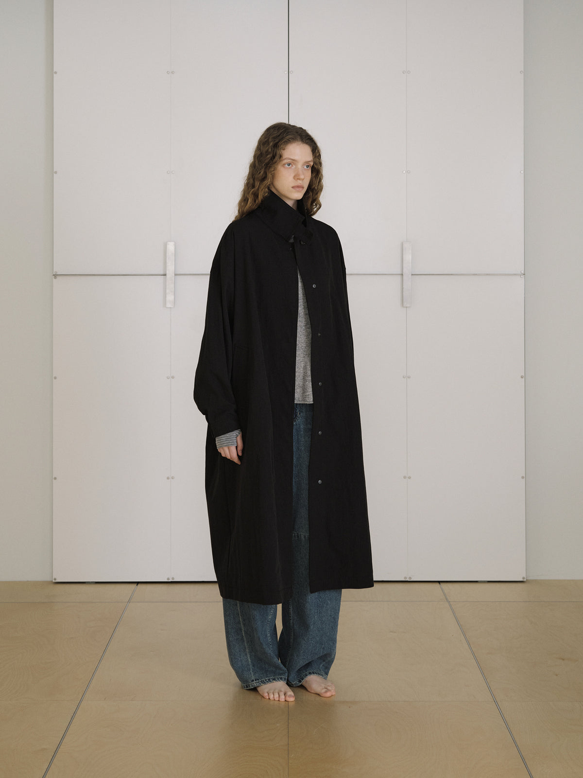 High Neck Trench Coat - Black 11