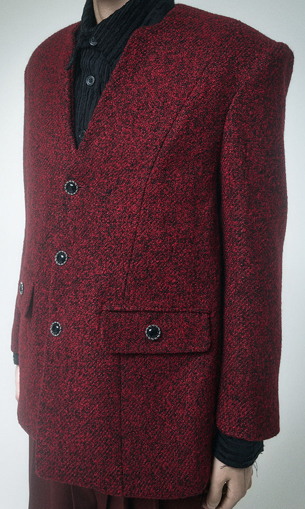 Reculer Lapelless tweed jacket(レッド) 商品画像2/6