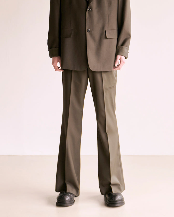 Choke Pocket Wool Flare Slacks_Khaki Brown