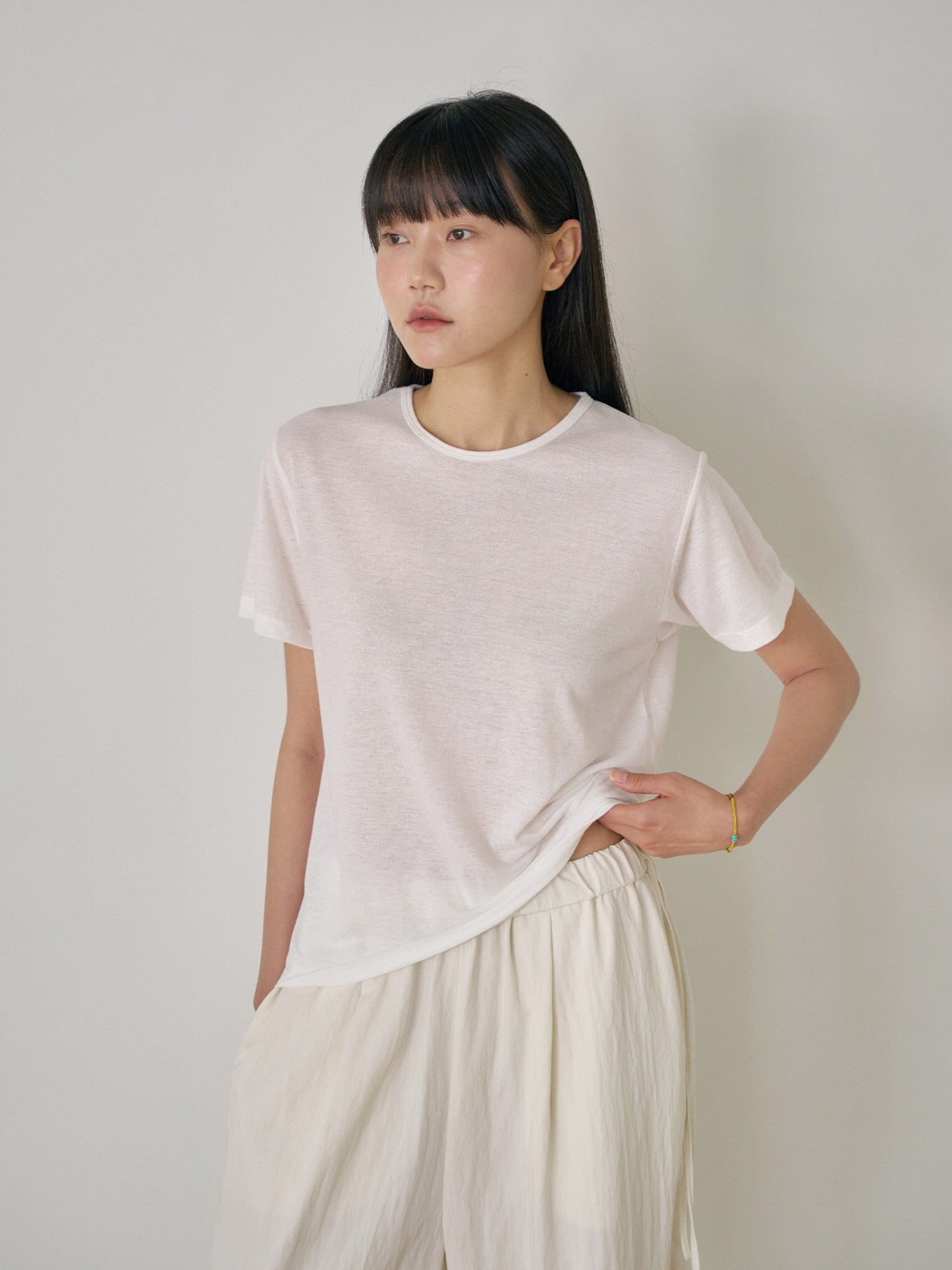 Linen Basic Short Sleeve - Ivory