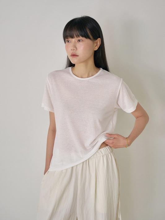 Linen Basic Short Sleeve - Ivory