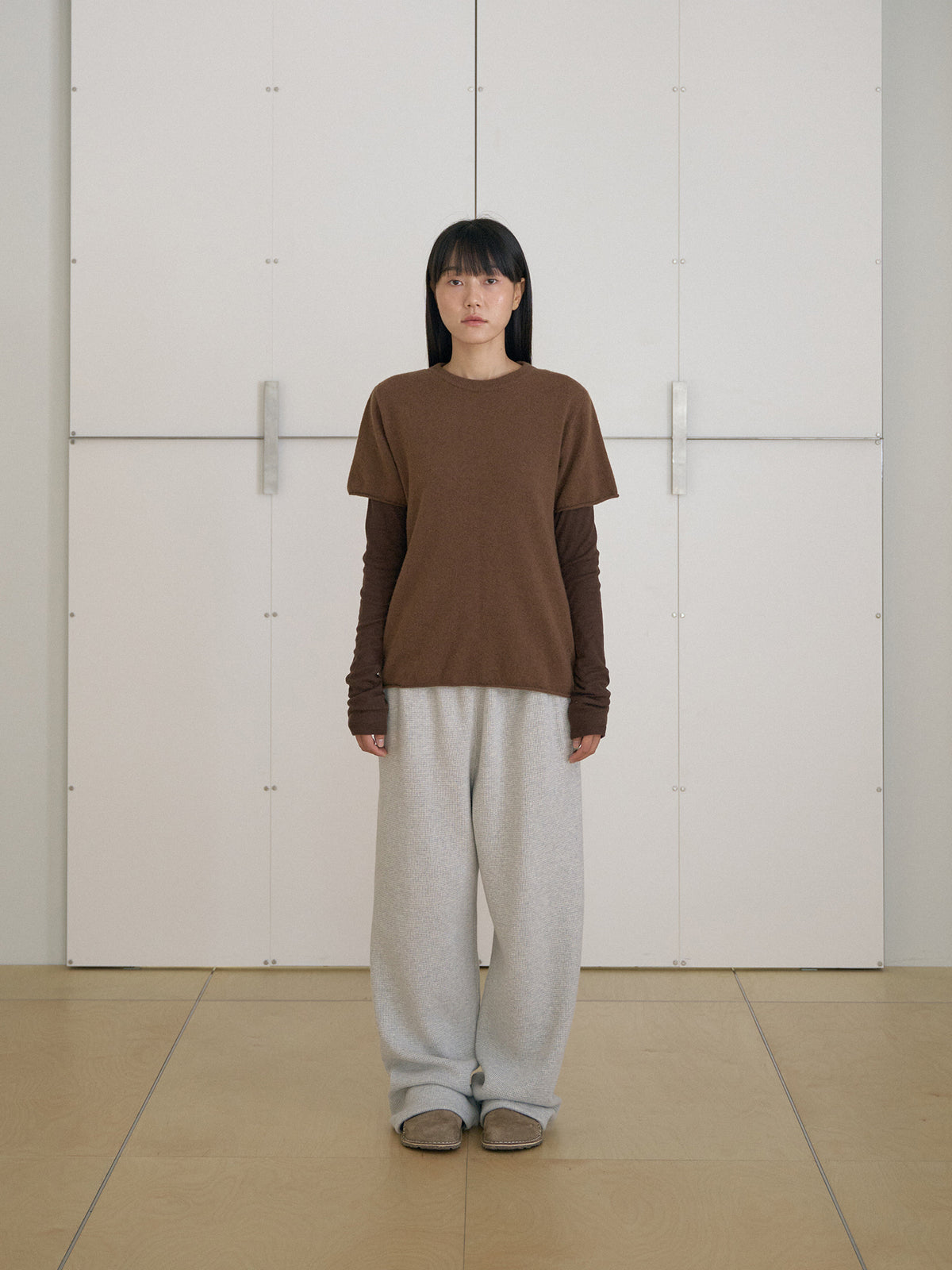 MARAN Cutoff Short Sleeve Pullover - Brown 商品画像14/21