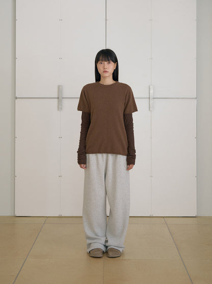 MARAN Cutoff Short Sleeve Pullover - Brown 商品画像14/21