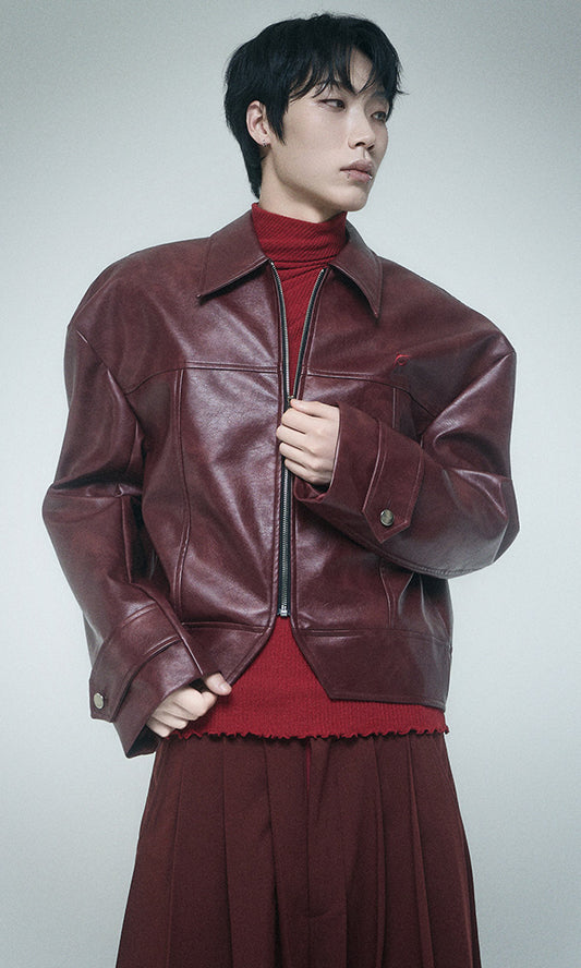 Reculer Signature stitch leather jacket(バーガンディ) 商品画像4/6