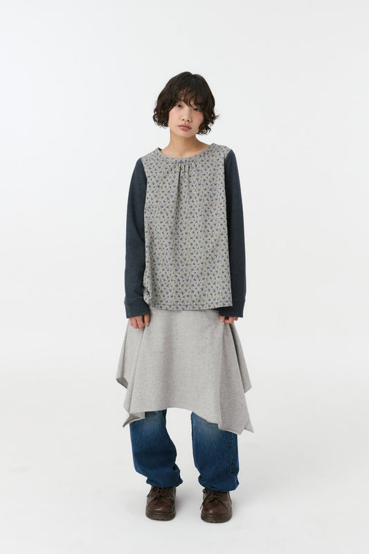 [9/10予約配送] TWO WAY ASYMMETRIC JERSEY SKIRT, GRAY