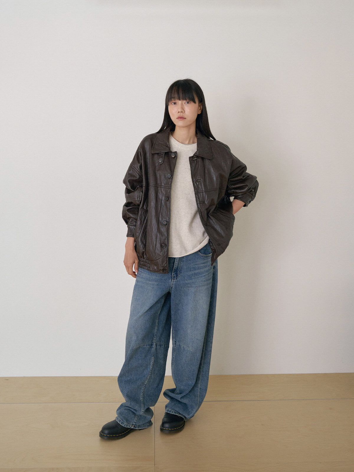 Soft Leather Blouson - Brown 5