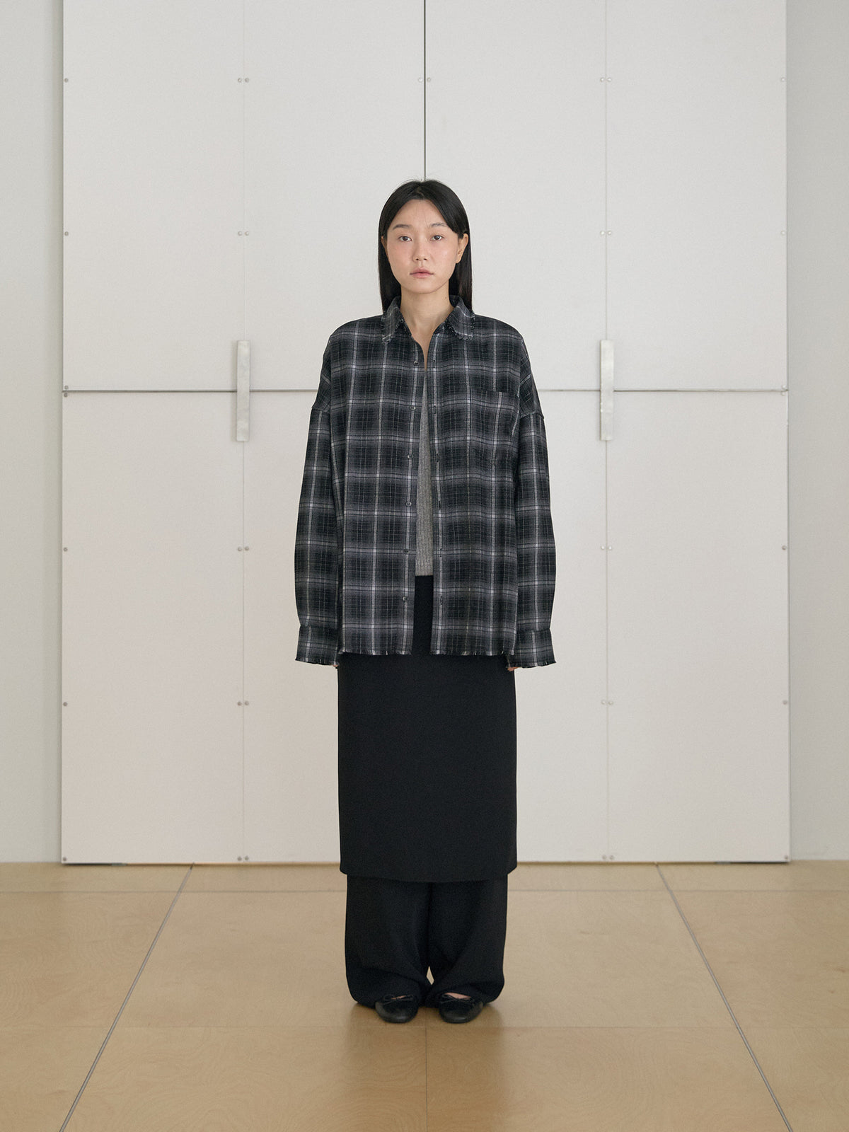 Fringe Check Shirt - Black 12