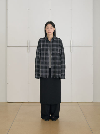 Fringe Check Shirt - Black 12