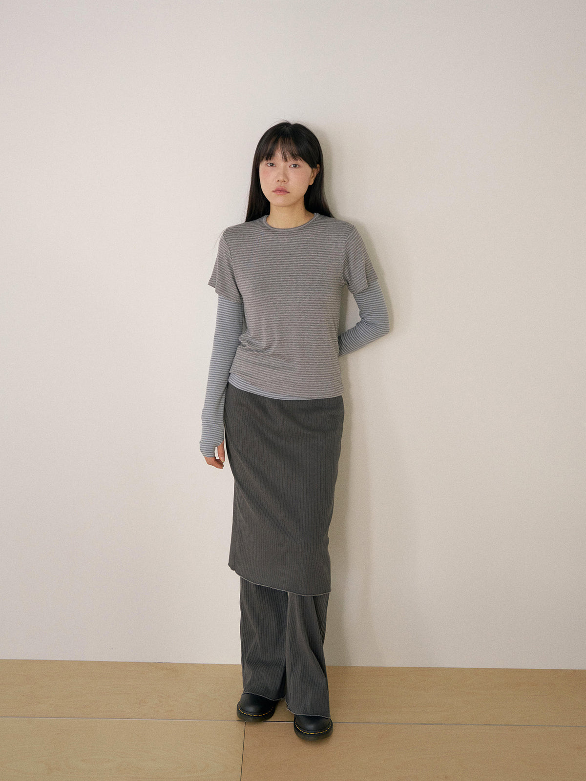 Pigment Rib Skirt - Charcoal 3
