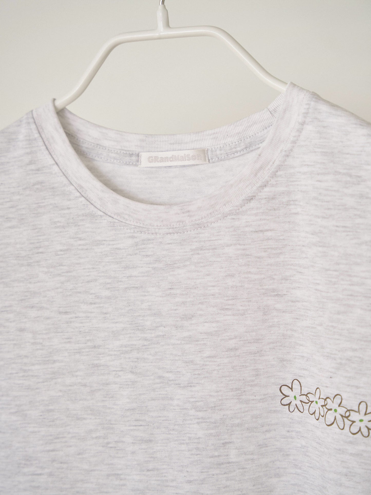 Flower Printing Short Sleeve - Light Gray