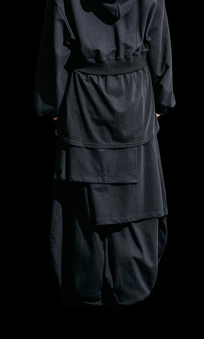 [Reculer] Sweat skirt pants Black