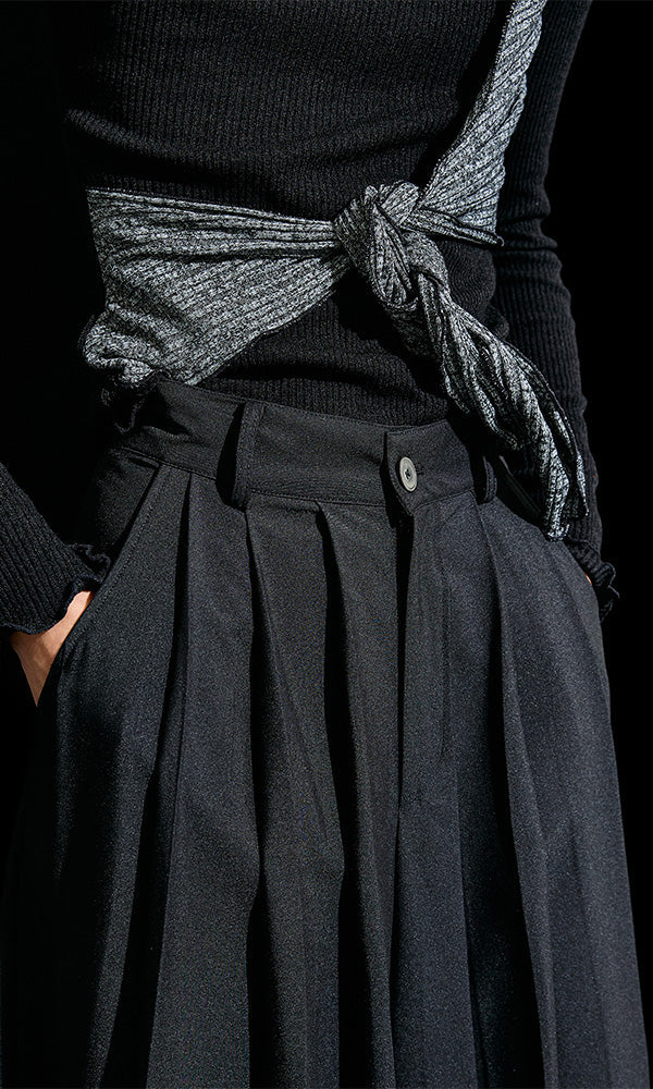 【Reculer レキュリー】Wide pleated pants Black