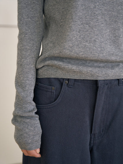 Henley Neck Pullover - Gray 11