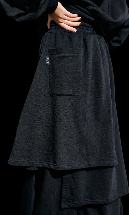 [Reculer] Sweat skirt pants Black