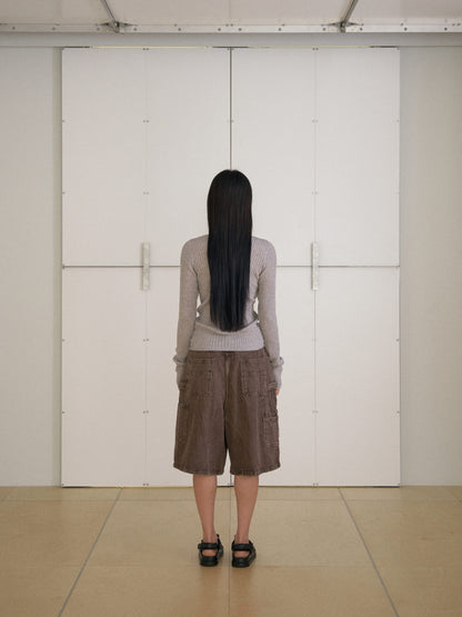 MARAN Double V-neck Rib Pullover - Gray 商品画像14/19