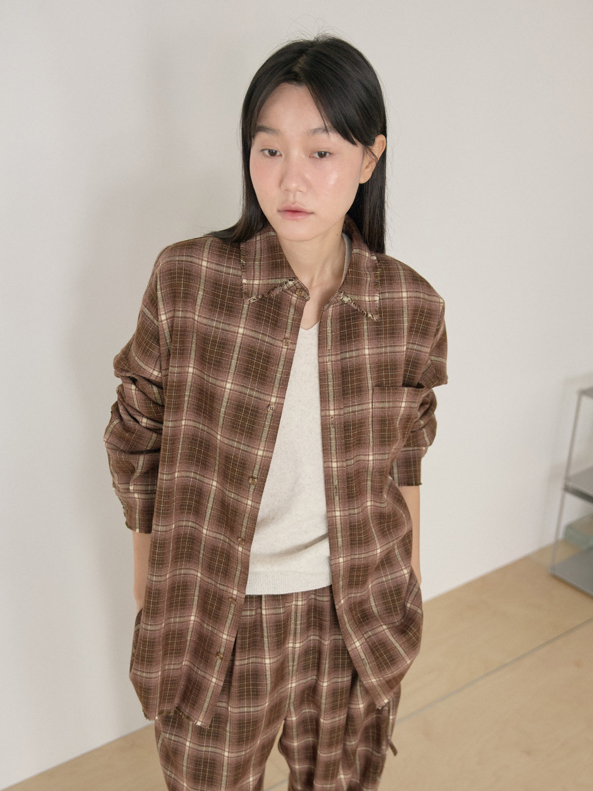 Fringe Check Shirt - Brown 12
