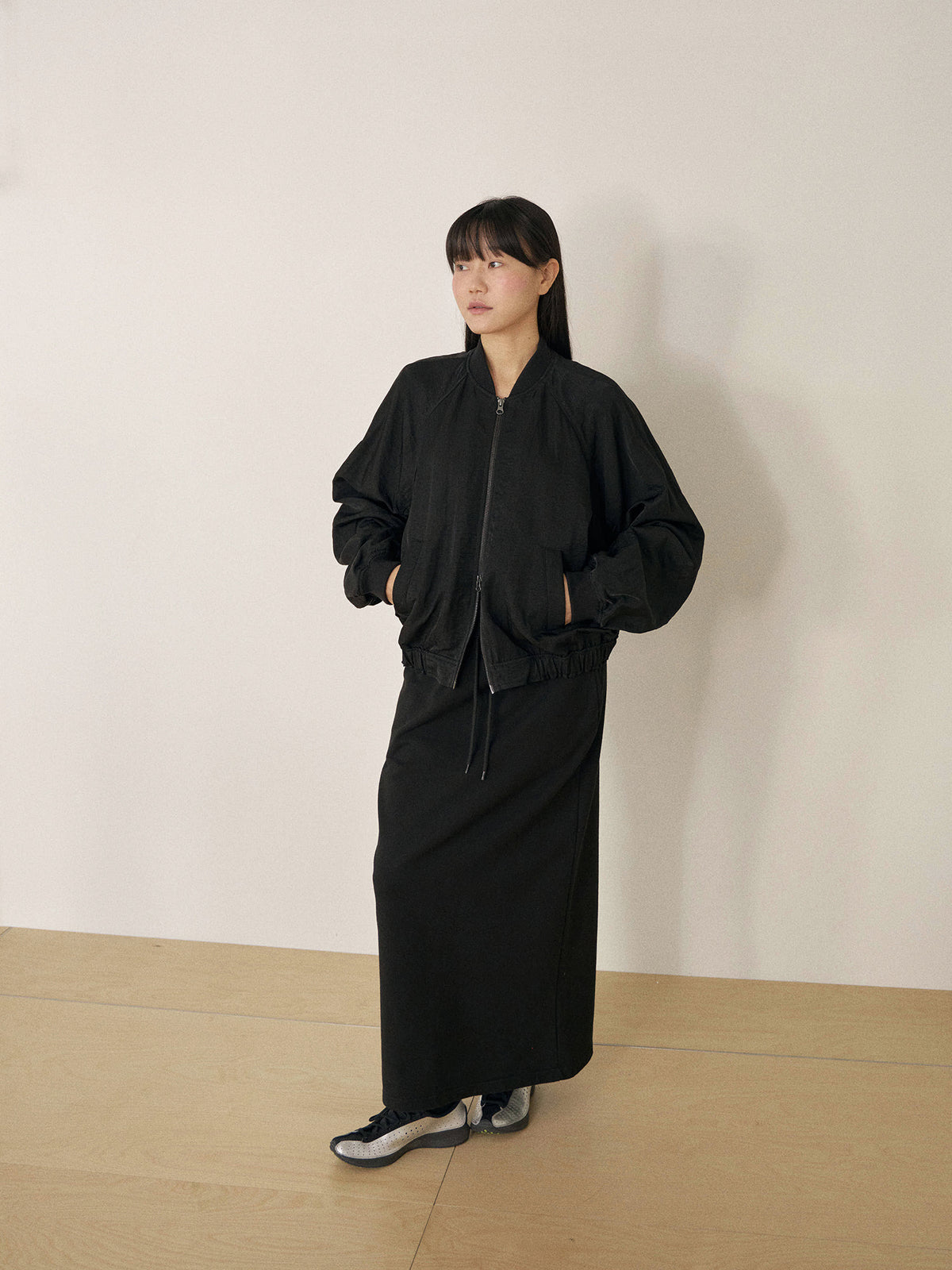 Center Slit Sweat Skirt - Black 6