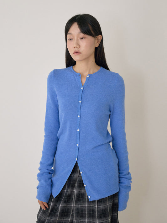 Alpaca Button Cardigan - Blue 3