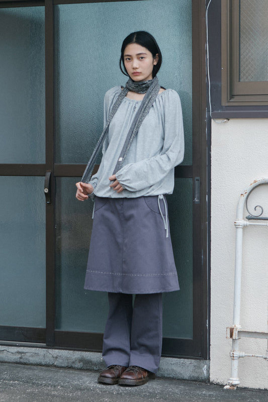 EMBROIDERY POCKET A-LINE SKIRT, PURPLE