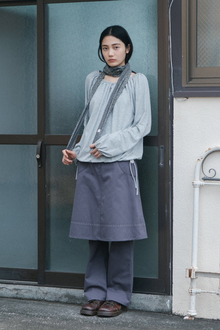 EMBROIDERY POCKET A-LINE SKIRT, PURPLE
