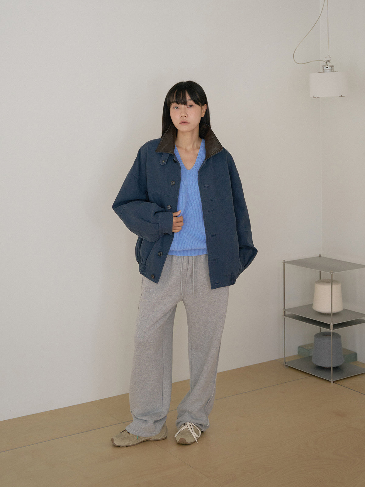 MARAN Wool V-neck Raglan Pullover - Blue 商品画像13/21