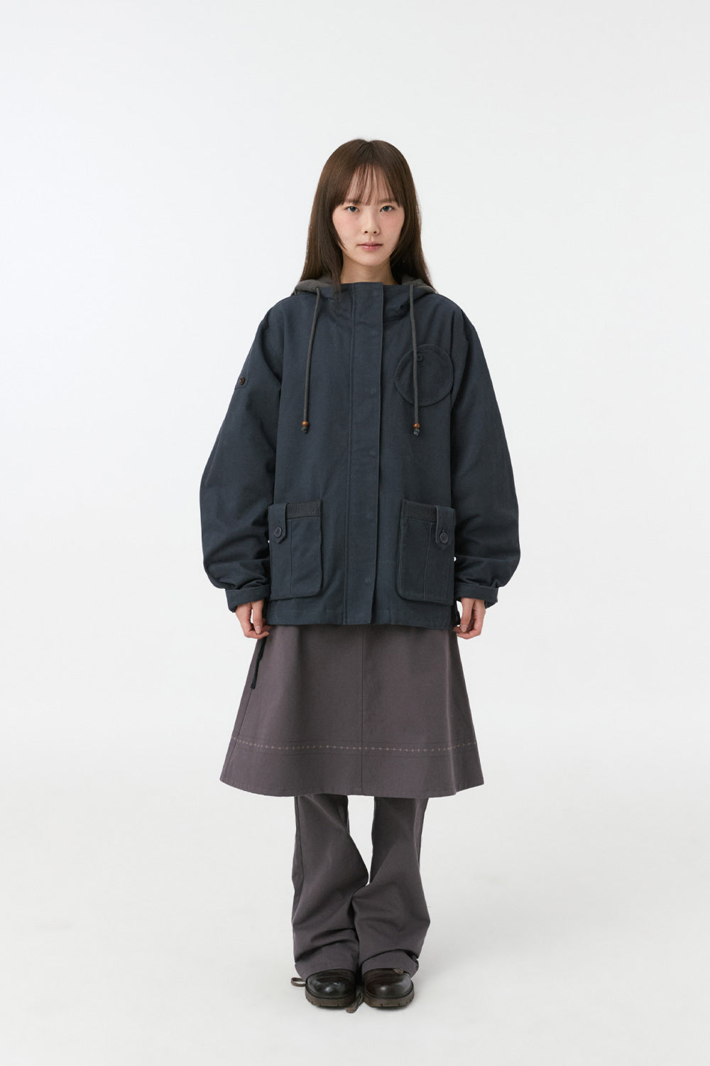 ROUND POCKET FISHTAIL JACKET, NAVY
