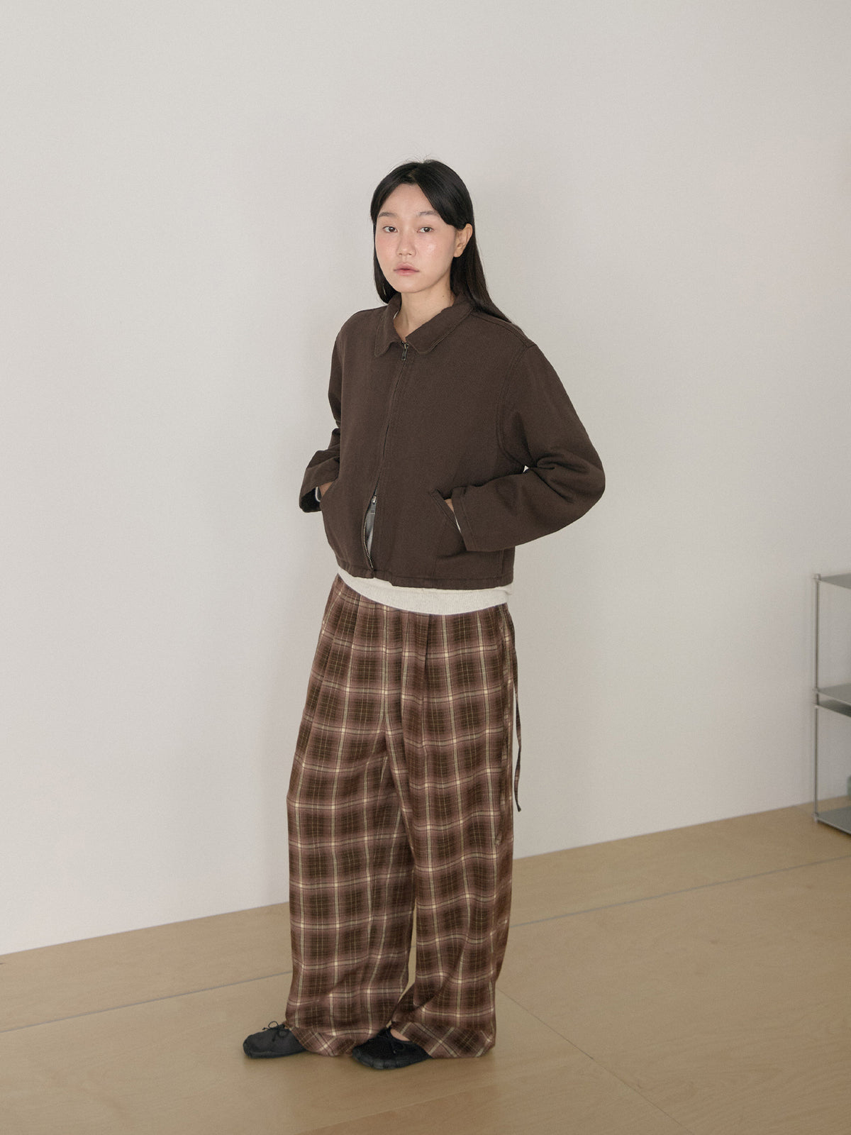 Cotton Twill Crop Jacket - Brown 5