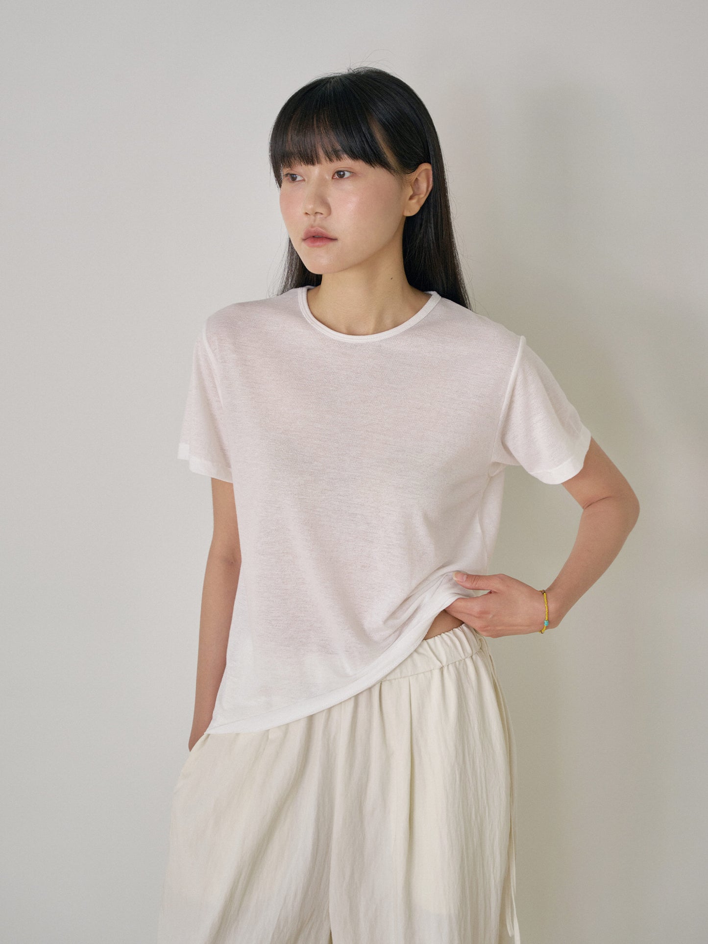 Linen Basic Short Sleeve - Ivory