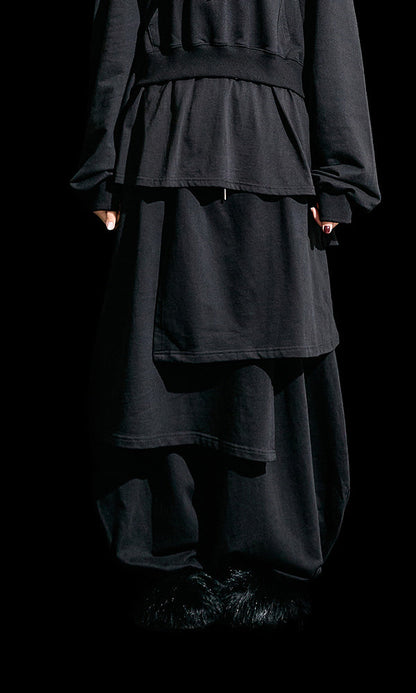[Reculer] Sweat skirt pants Black