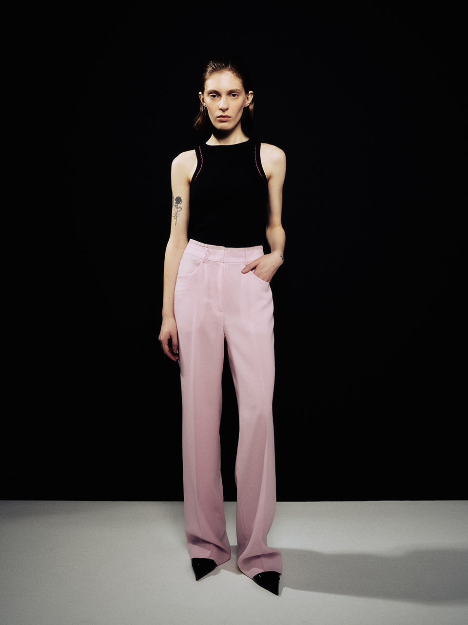 [ARIK.] [24SS] MIRACH layered straight pants Orchid Pink