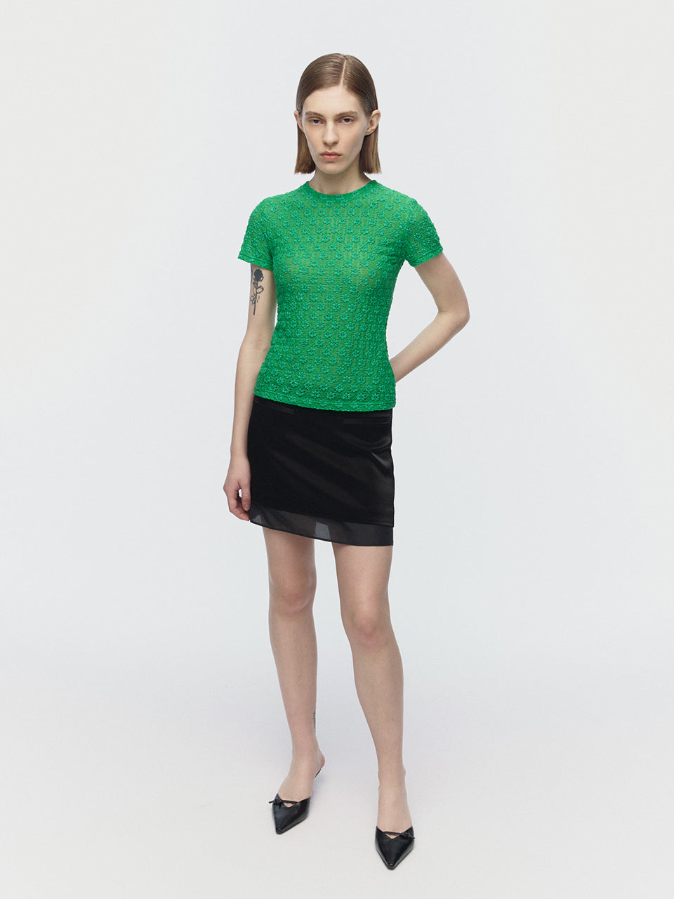 [ARIK.] [24SS] ALRESCHA floral top Green