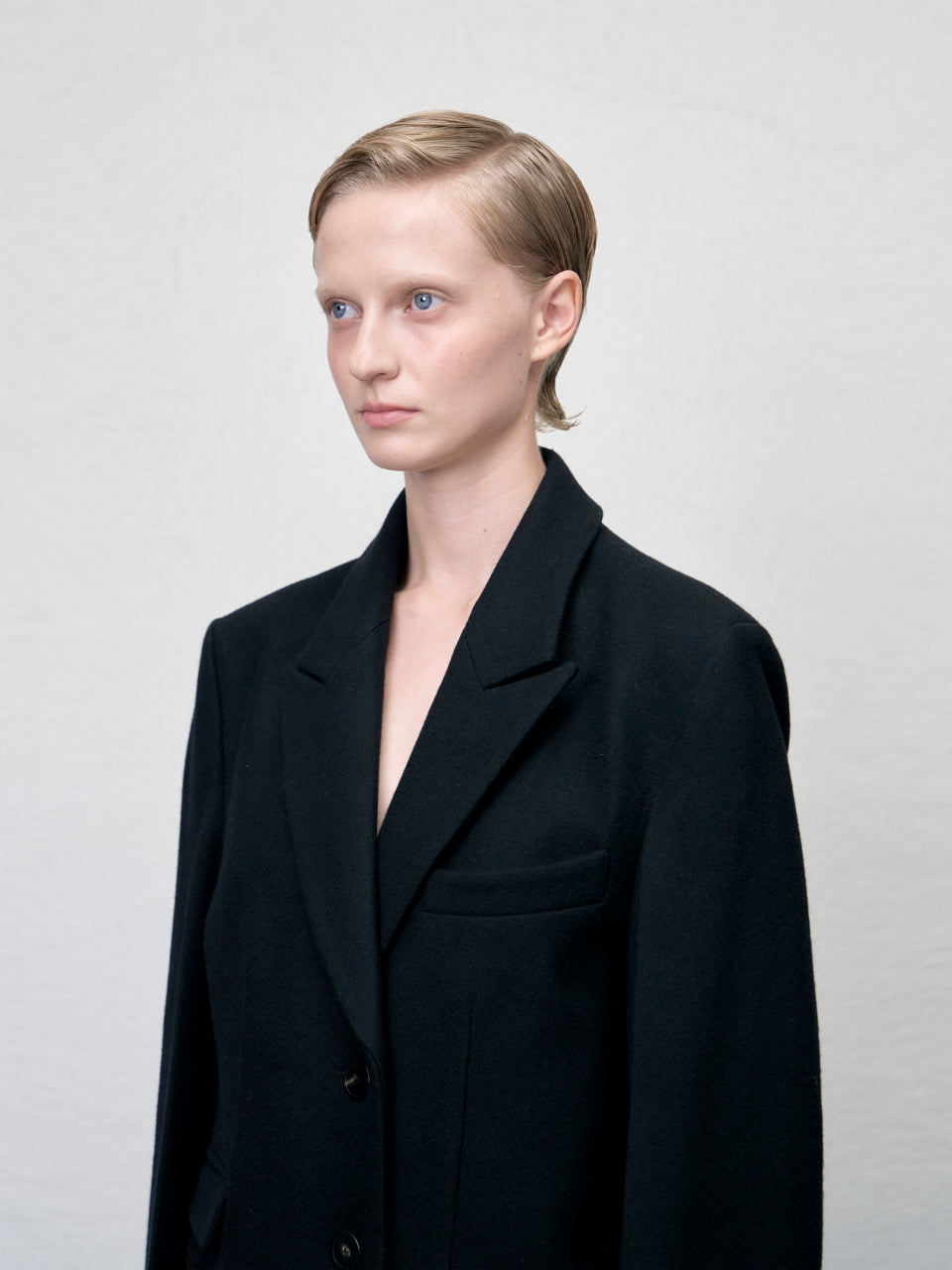 【ARIK. アリク AW】[REORDER] Libra tailored single breasted wool coat Black