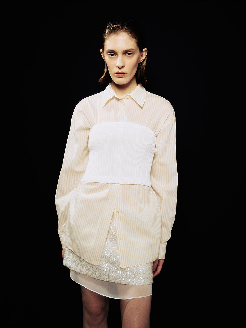 [ARIK.] [24SS] MATAR pleats tube top White