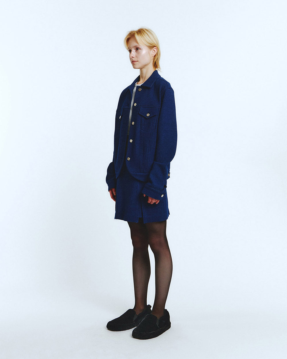 ROUNDED TRUCKER JACKET Blue
