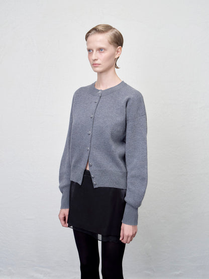 [ARIK. Arik AW] Asellus volume sleeve knit cardigan Melange Gray