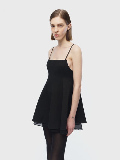 [ARIK.] [24SS] PISCES Layered panel sleeveless dress top Black